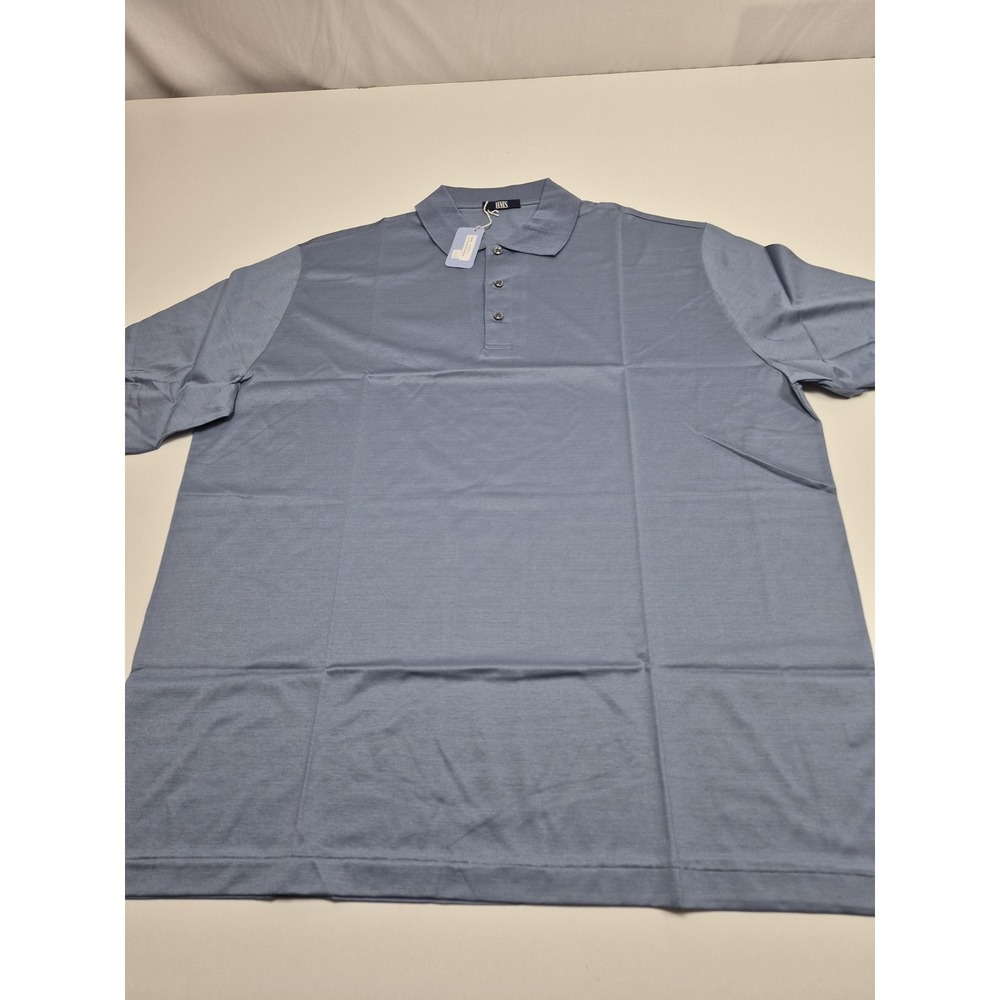 HMS Polo Shirt Mens 3XL Blue Wedgewood 100% Cotton Made In Italy Short Sleeve